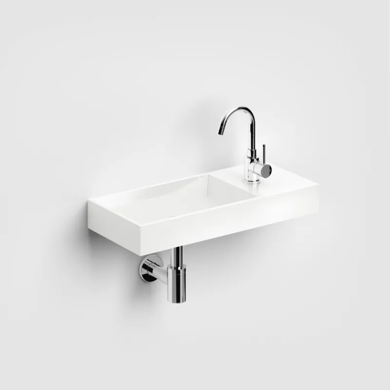 Nieuw Clou - Mini Wash Me Plus Fontein 56cm, Met Voorbewerkt Kraangat Rechts, Glanzend Wit Mineral Marmer