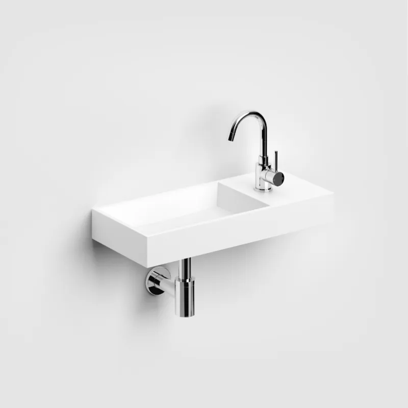 Speciale Aanbieding Clou - Mini Wash Me Plus Fontein 56cm, Met Voorbewerkt Kraangat Rechts, Mat Wit Aluite