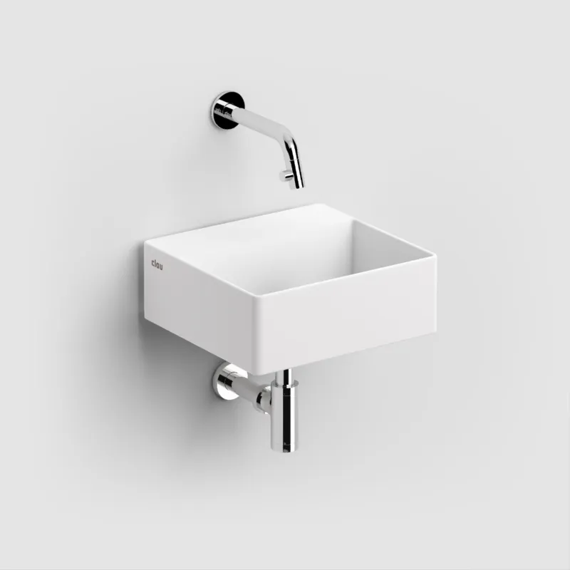 Finale Uitverkoop Clou - New Flush 1 Fontein, Met Afvoerplug, Met Voorbewerkt Kraangat, Mat Wit Aluite
