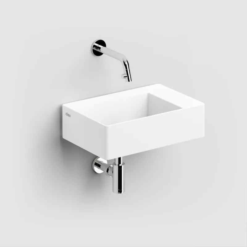 Clou - New Flush 2 Fontein, Met Afvoerplug, Met Voorbewerkt Kraangat, Mat Wit Aluite Gecertificeerd