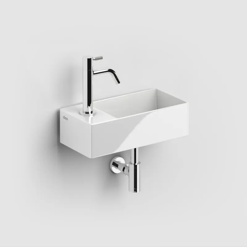 Direct Verzonden Clou - New Flush 3 Fontein Links, Met Kraangat En Afvoerset, Glanzend Wit Keramiek