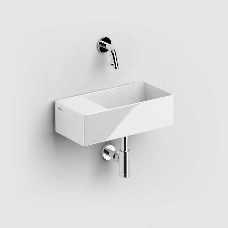 Dagaanbieding Clou - New Flush 3 Fontein Links, Met Afvoerplug, Zonder Kraangat, Glanzend Wit Keramiek