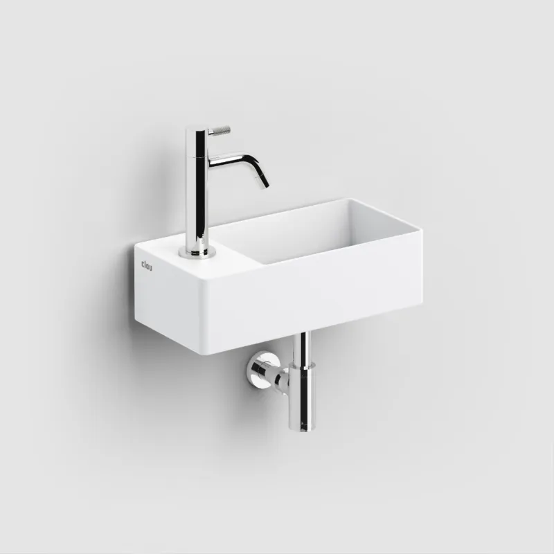 Clou - New Flush 3 Fontein Links, Met Voorbewerkt Kraangat En Afvoerset, Mat Wit Aluite Finale Uitverkoop