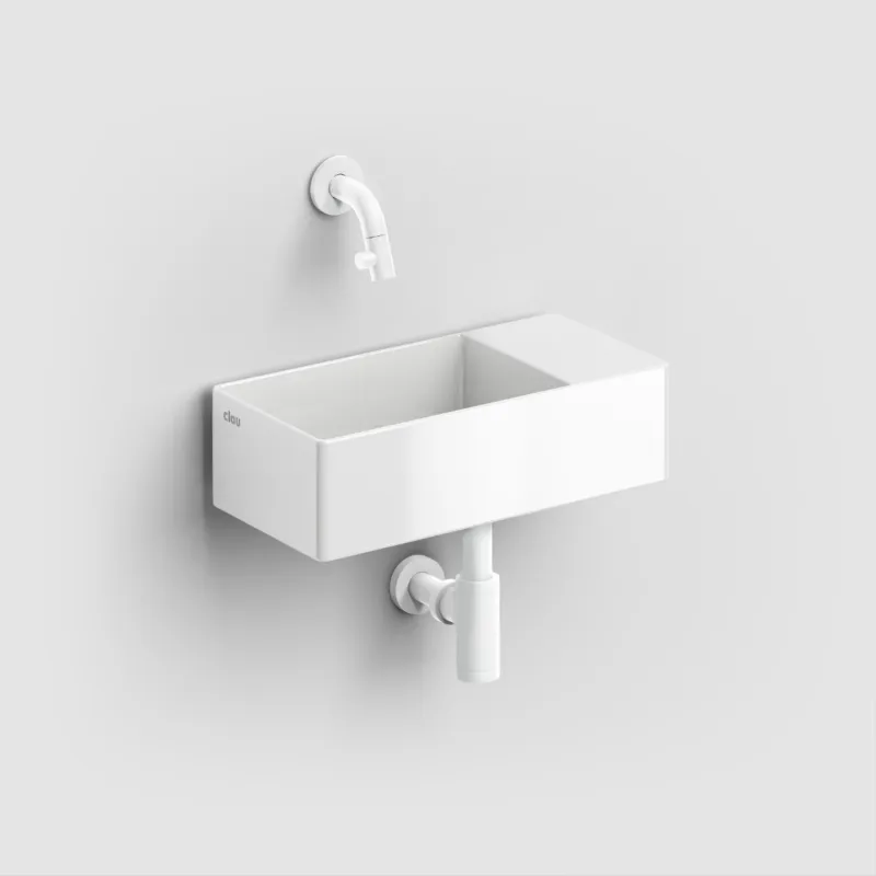Snelle Levering Clou - New Flush 3 Fontein Rechts, Met Afvoerplug, Zonder Kraangat, Glanzend Wit Keramiek