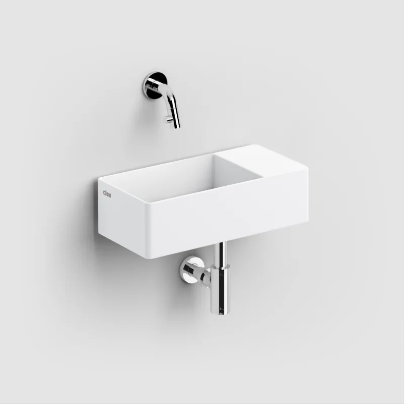 Clou - New Flush 3 Fontein Rechts, Met Afvoerplug, Met Voorbewerkt Kraangat, Mat Wit Aluite Nu Kopen
