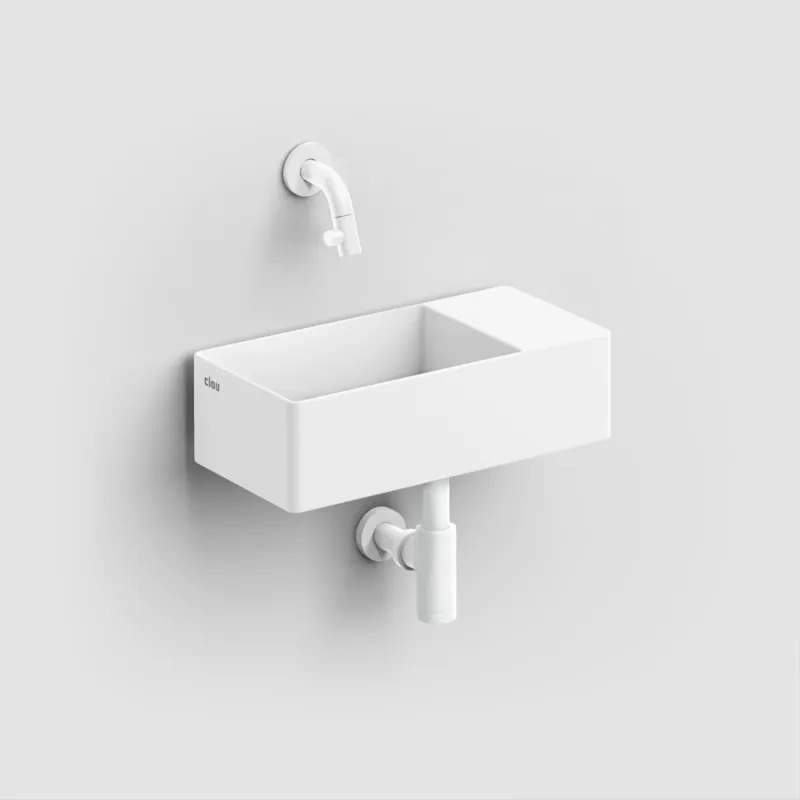 Clou - New Flush 3 Fontein Rechts, Met Afvoerplaat En Afvoerplug, Met Voorbewerkt Kraangat, Mat Wit Aluite Aanbieding