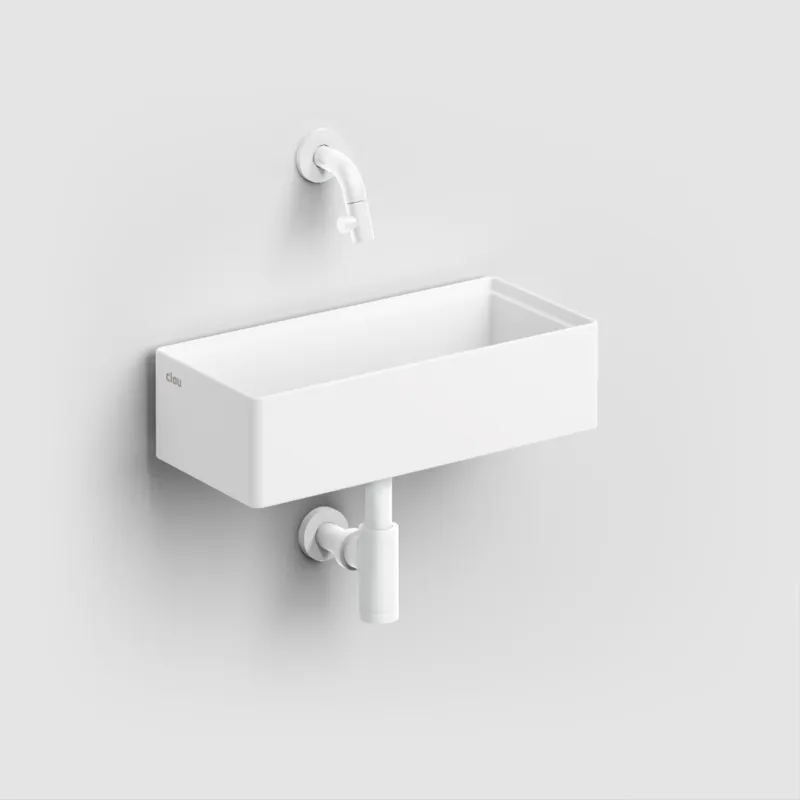 Clou - New Flush 3.1 Fontein, Met Afvoerplug, Zonder Kranenbank, Mat Wit Aluite Gereduceerde Prijs
