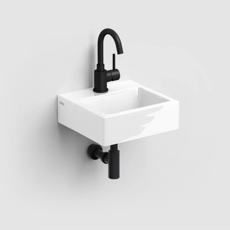 Nu Kopen Clou - Flush 1 Fontein 28cm, Met Kraangat, Met Afvoerplug, Glanzend Wit Keramiek