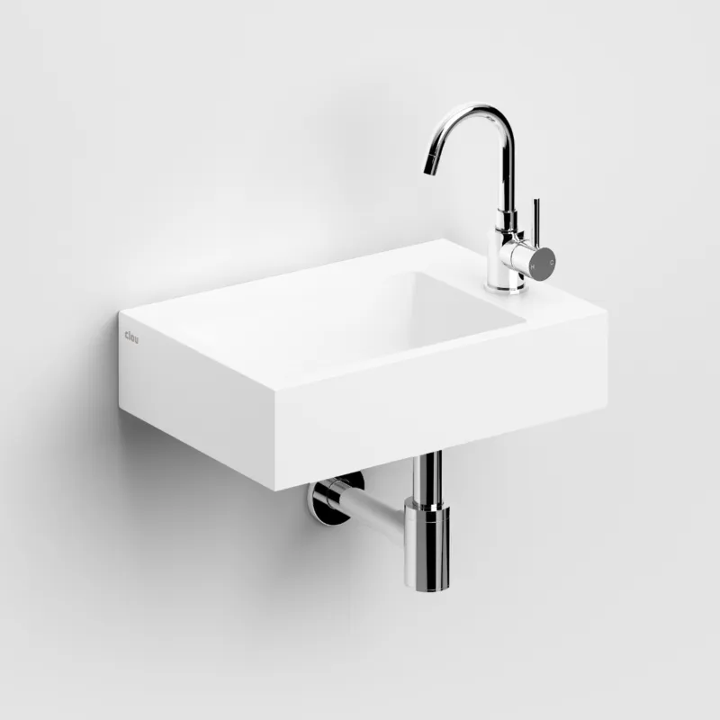 Populair Clou - Flush 2 Plus Fontein, Met Voorbewerkt Kraangat, Zonder Afvoerplug, Mat Wit Aluite