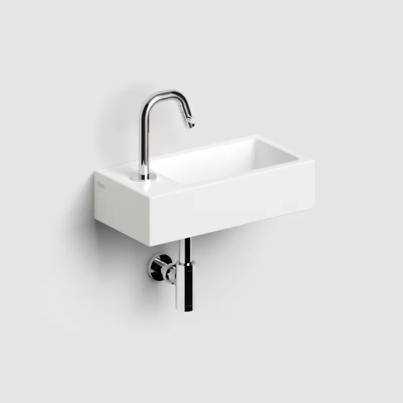 Exclusieve Aanbieding Clou - Flush 3 Fontein 36cm, Met Kraangat Links, Met Afvoerplug, Mat Wit Keramiek
