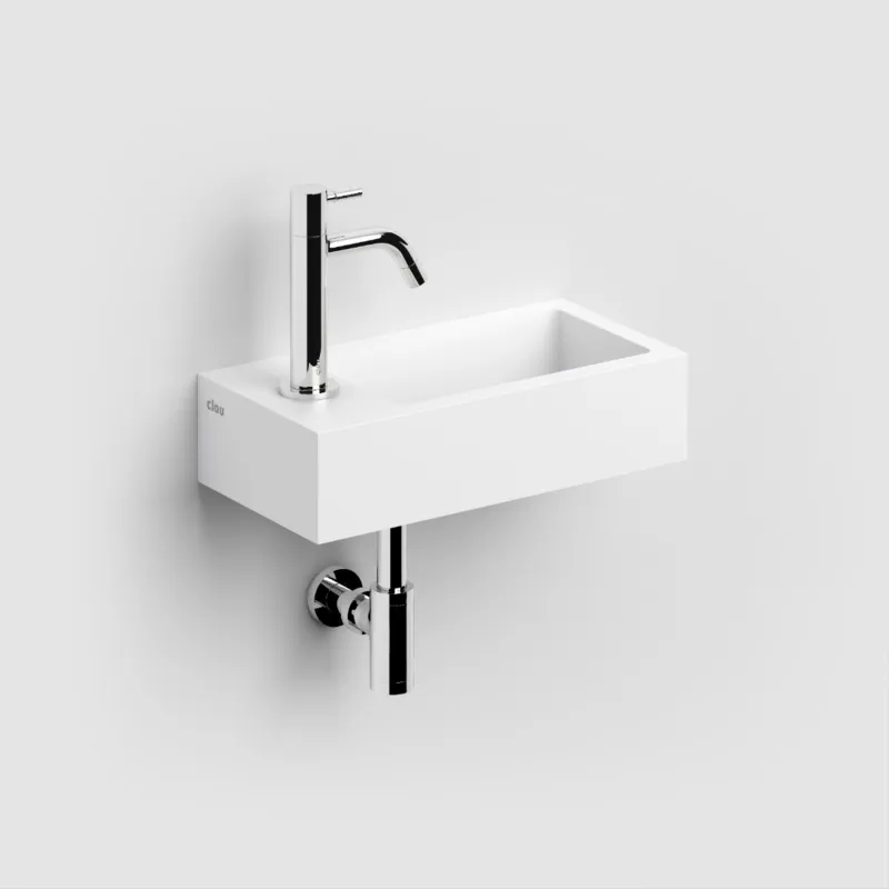 Gecertificeerd Clou - Flush 3 Fontein Links 36cm, Met Voorbewerkt Kraangat, Met Afvoerplug, Mat Wit Aluite