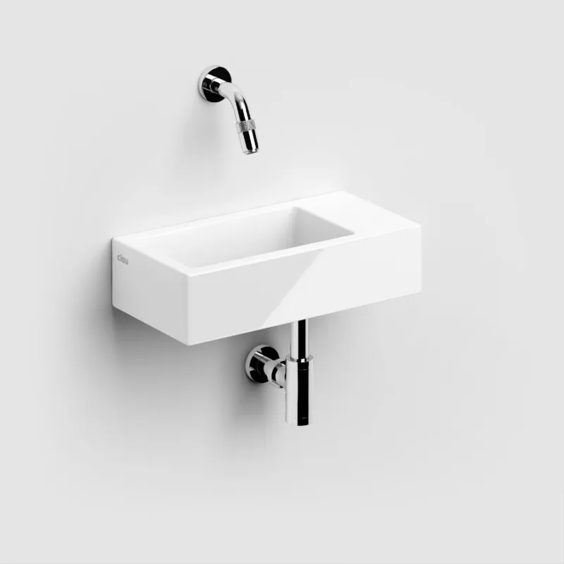 Merkproduct Clou - Flush 3 Fontein Rechts 36cm, Zonder Kraangat, Met Afvoerplug, Glanzend Wit Keramiek