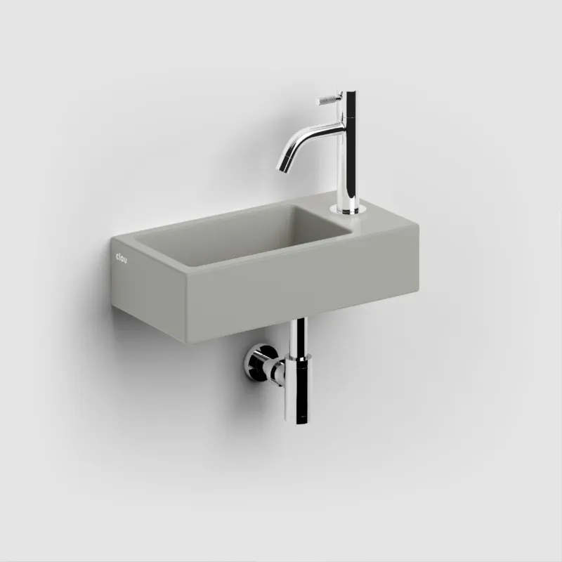 Clou - Flush 3 Fontein Rechts 36cm, Met Kraangat, Met Afvoerplug, Mat Grijs Keramiek Betaalbaar