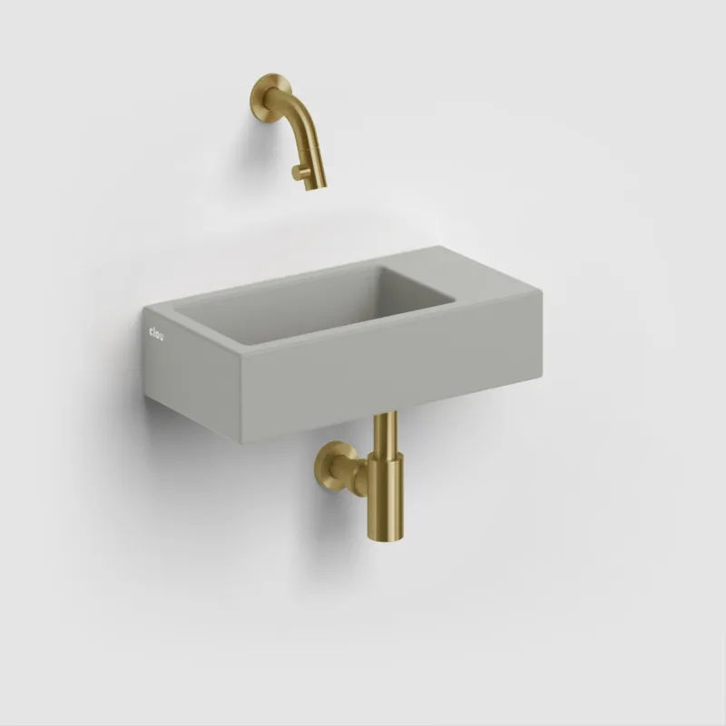 Clou - Flush 3 Fontein Rechts 36cm, Zonder Kraangat, Met Afvoerplug, Mat Grijs Keramiek Dagaanbieding
