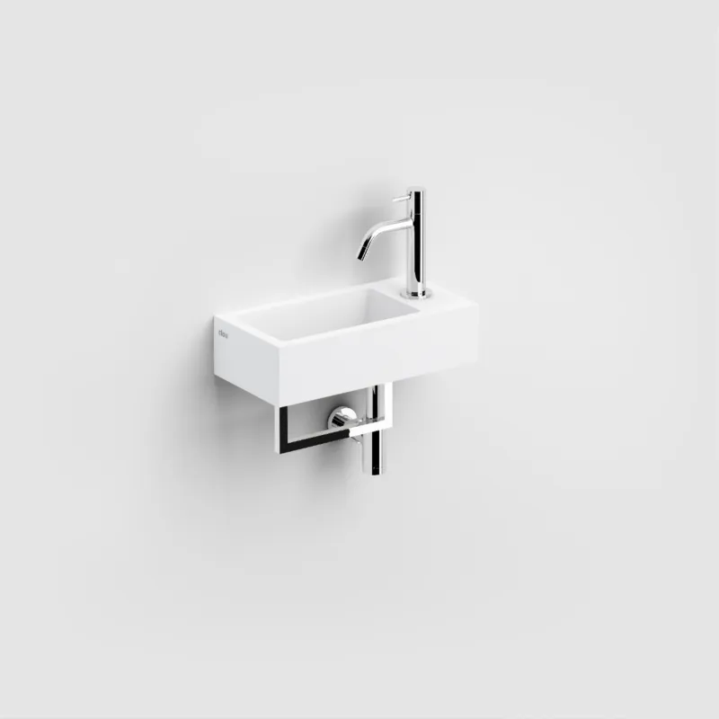 Clou - Flush 3 Fontein Rechts 36cm, Met Voorbewerkt Kraangat, Chromen Afvoerplug En Handdoekhouder, Mat Wit Aluite Actieprijs