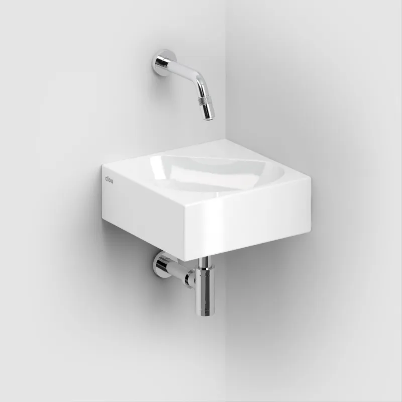 Finale Uitverkoop Clou - Flush 5 Hoekfontein 27cm, Zonder Kraangat, Met Plug, Wit Keramiek