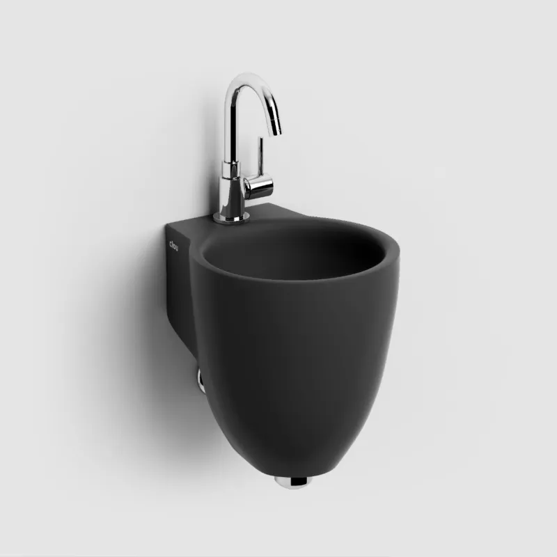 Uitverkoop Clou - Flush Mat Zwart Keramiek, Met Kraangat