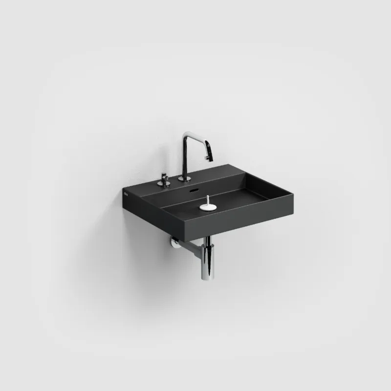 Goedkoop Clou - New Wash Me mat zwart Wastafel 50cm, Zonder Plug
