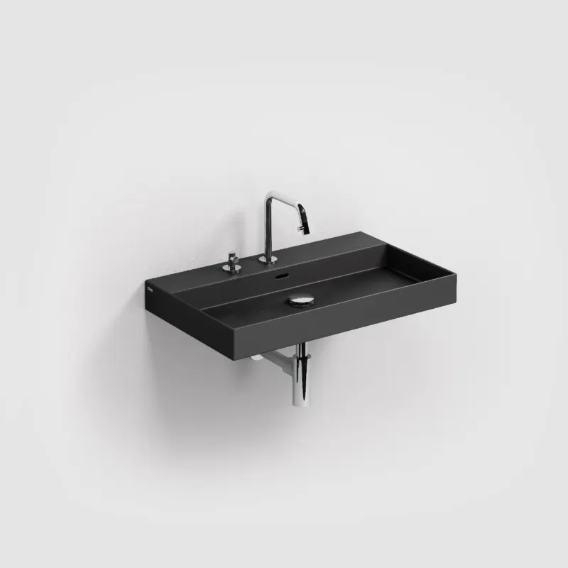 Clou - New Wash Me Mat Zwart Wastafel 70cm, Zonder Plug Finale Uitverkoop