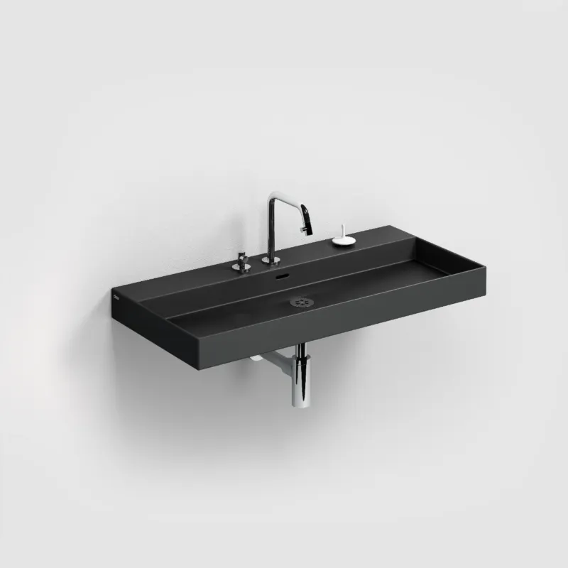Clou - New Wash Me Mat Zwart Wastafel 90cm, Zonder Plug Speciale Aanbieding