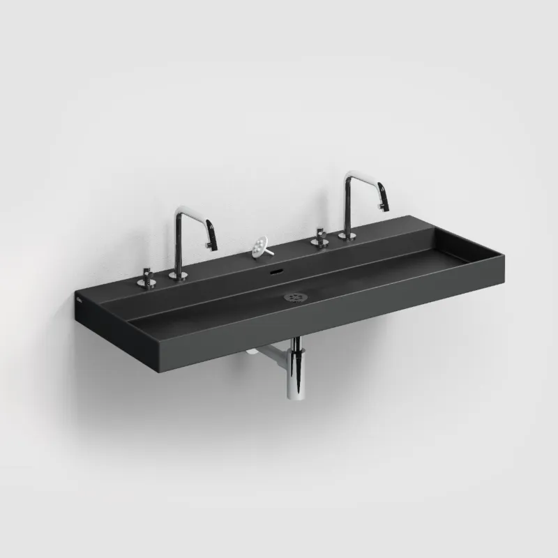 Tijdelijk Beschikbaar Clou - New Wash Me Mat Zwart Wastafel 110cm, Zonder Plug