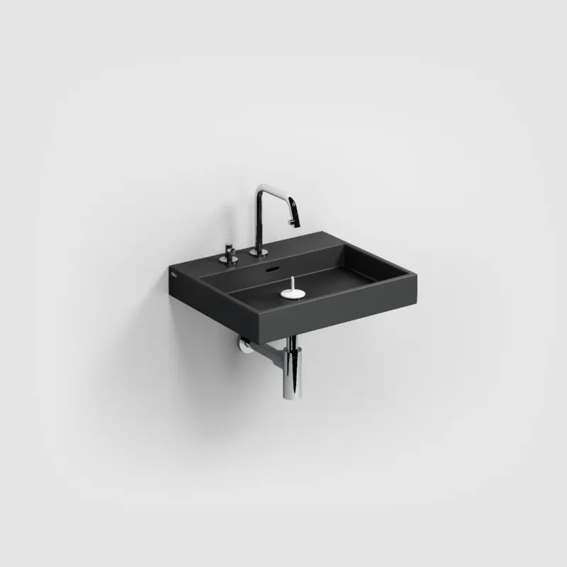 Express Levering Clou - Wash Me Wastafel 50cm, Zonder Plug, Mat Zwart Keramiek