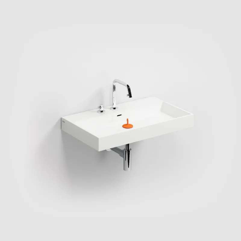 Clou - Wash Me Wastafel 70cm, Zonder Stekker, Glanzend Wit Mineraal Marmer Koop Vandaag