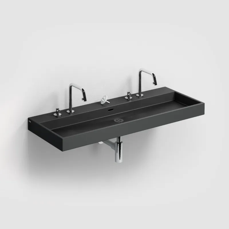 Seizoensaanbieding Clou - Wash Me Mat Zwart Wastafel 110cm, Zonder Afvoerplug