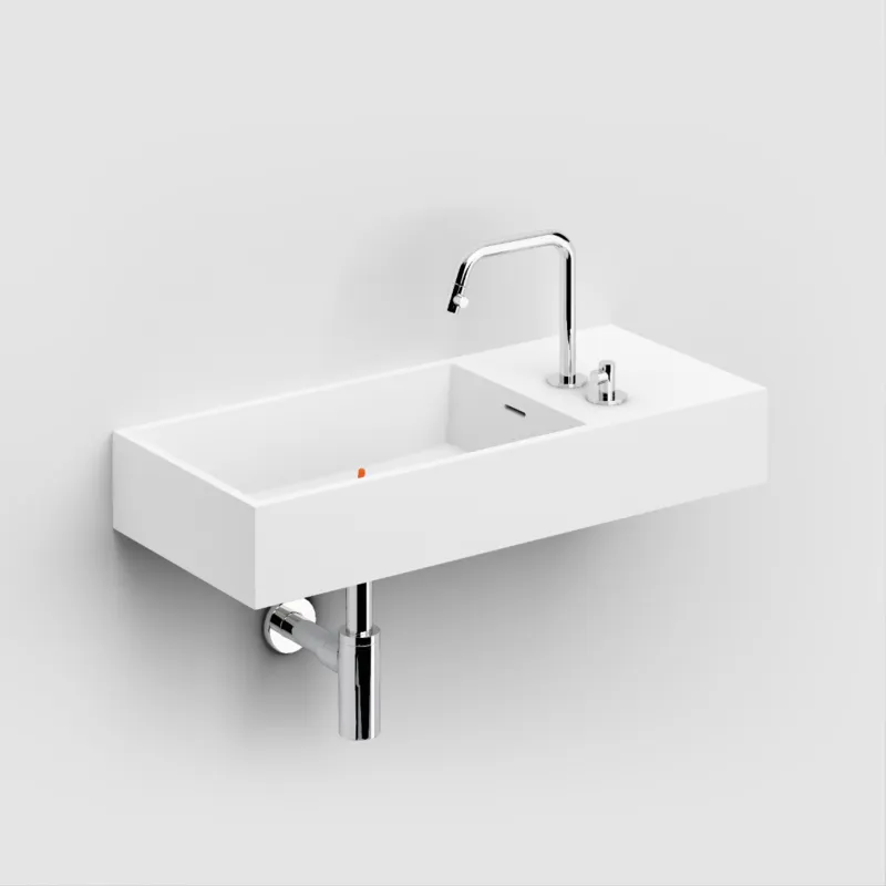 Clou - Wash Me Wastafel 75cm, Met Kranenbank Rechts, Mat Wit Aluite Koopje