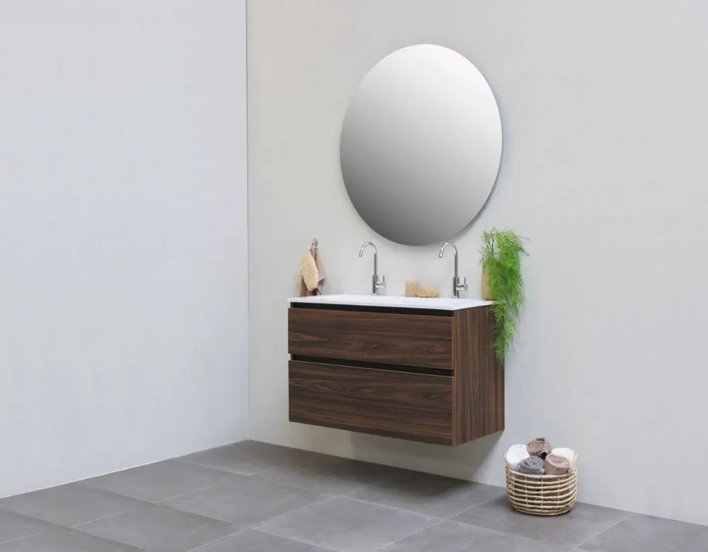 Wastafel polystone Elegant 80x46x2 | Onderkast 0 laden symmetrisch verticaal gefreesd | 80x46x52 Finale Uitverkoop