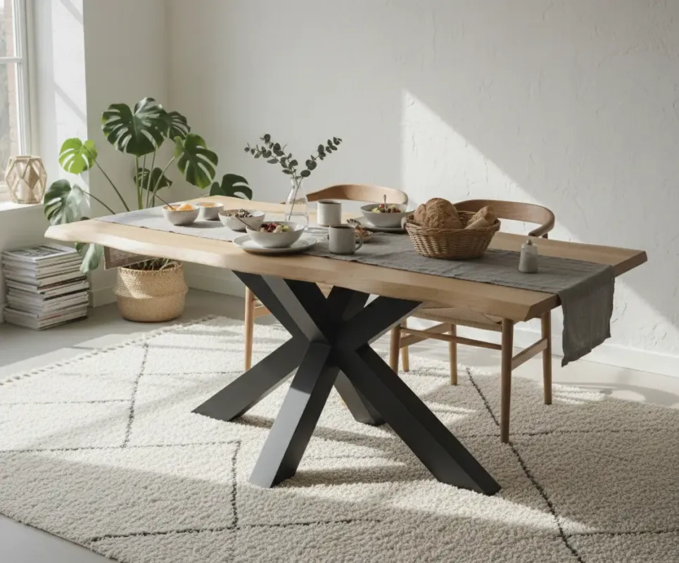 Boomstamtafel Edge Matrix – 40mm Massief Eiken Tafelblad Veilige Betaling