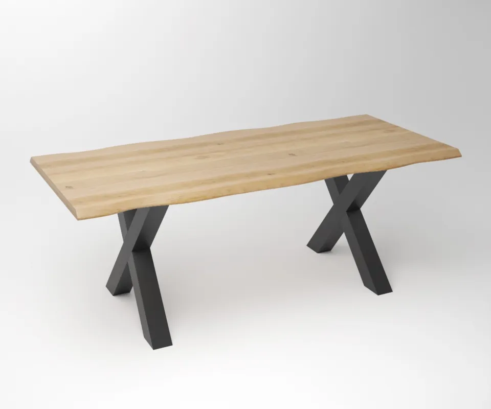 Actieprijs Eiken Boomstam Eettafel | Slab Edged-X Frame Black
