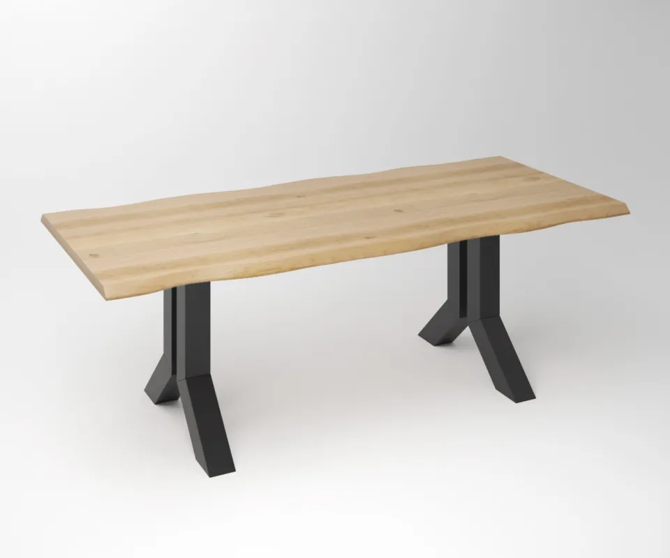 Bestel Nu Eiken Boomstam Eettafel | Slab Edged-Y - Frame