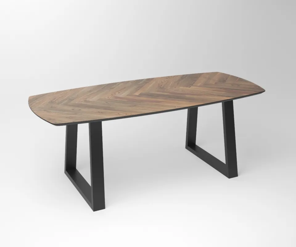 Aanbieding Notenhouten eettafel Tusk | 3-Trapezium Fineline Frame Black