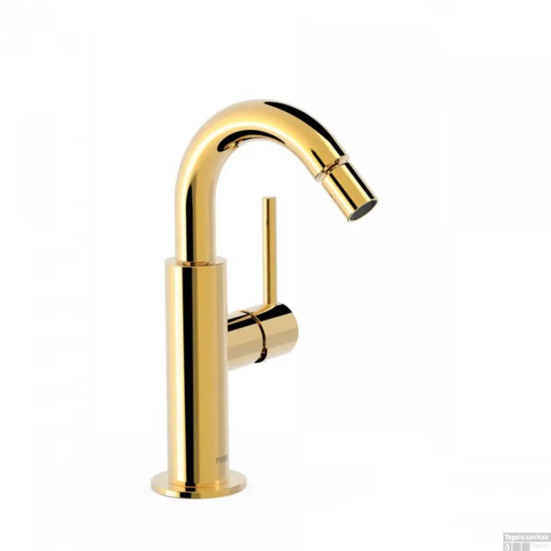 Voordeelprijs Bidetmengkraan Tres Study Exclusive Hendel Uitloop Gebogen 16,5 cm Rond Goud