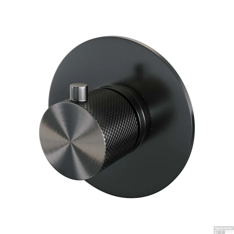 Inbouwthermostaat Brauer Gunmetal Carving met Ronde knop en Rozet Geborsteld Gunmetal Exclusieve Aanbieding