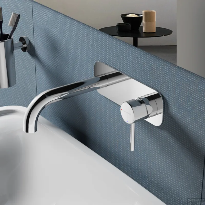 Wastafelmengkraan Hotbath Buddy inbouw 3+3 inbouwsysteem 1-hendel Gebogen 16.4 cm Met Achterplaat Chroom Direct Verzonden