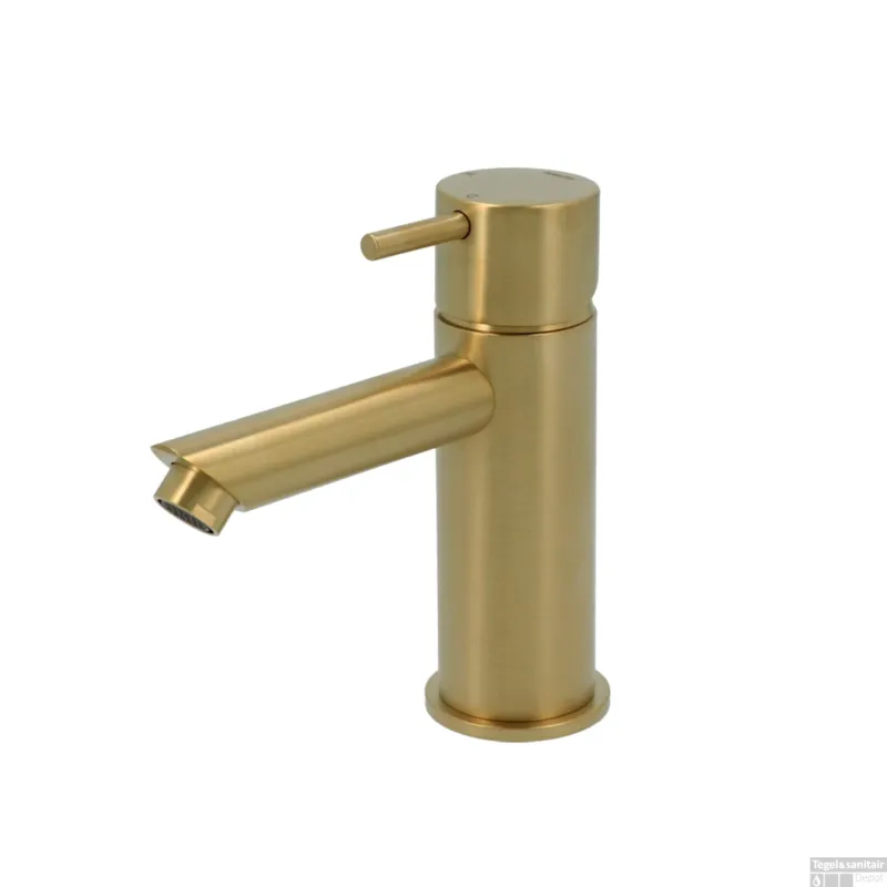Wastafelmengkraan Hotbath Cobber 1-hendel Recht 14.3 cm Geborsteld Messing PVD Exclusieve Aanbieding