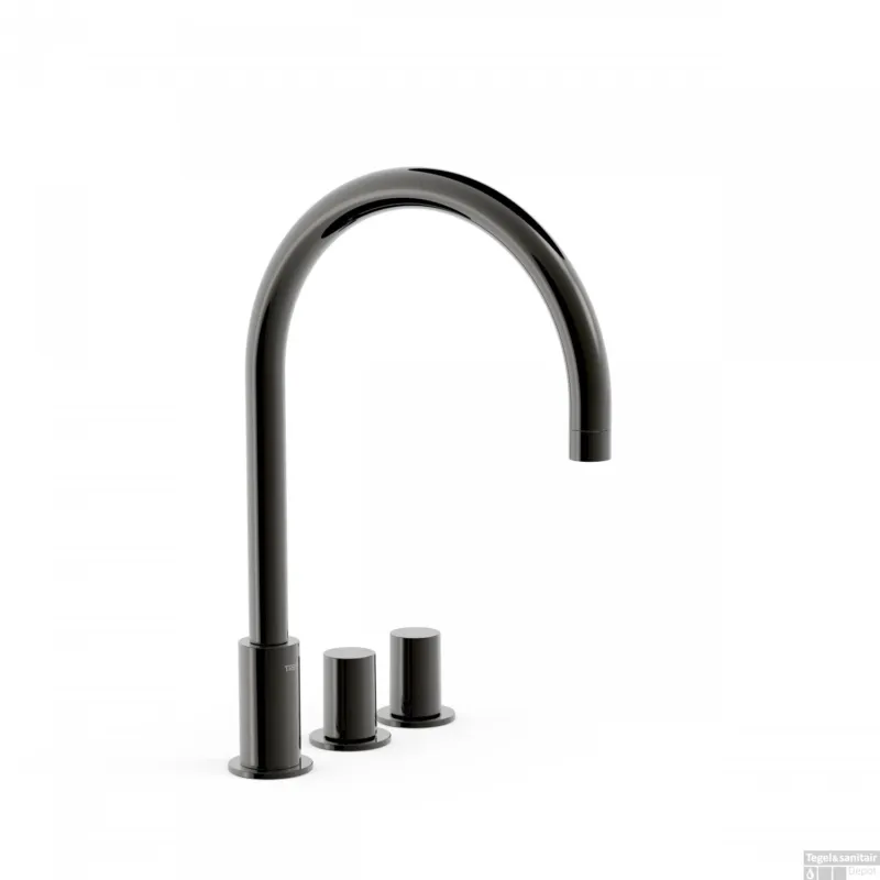 Badrandkraan Tres Study Exclusive Tweeknops Uitloop Gebogen 23 cm Metallic Zwart Betrouwbaar