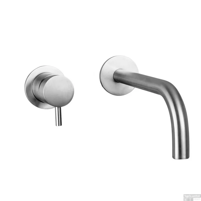 Lage Kosten Inbouw Wastafelkraan Sanimex Bellezza Bagno 1-hendel Uitloop Gebogen 25 cm Geborsteld RVS