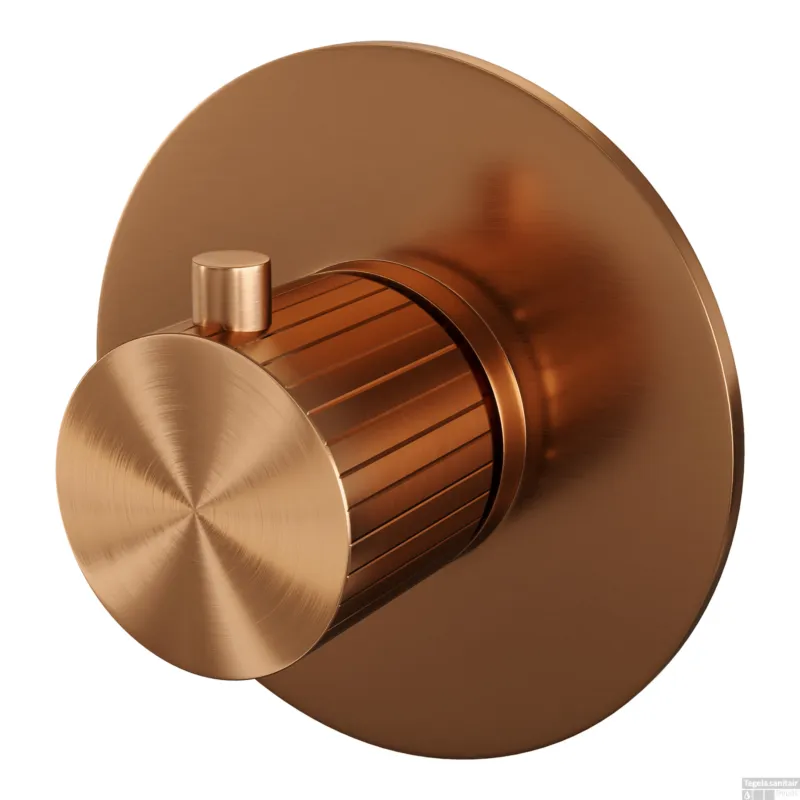 Brauer Stripe losse inbouwthermostaat met in- en afbouwdelen koper geborsteld PVD Op = Op