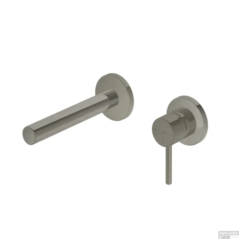 Wastafelmengkraan Hotbath Buddy Inbouw 3+3 Inbouwsysteem 1-hendel Uitloop Recht 17 cm Geborsteld Nikkel Flitsaanbieding