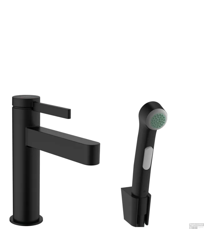 Hansgrohe Finoris ééngreeps wastafelmengkraan 110 met bidet handdouche en doucheslang 160 cm, mat zwart Koopje
