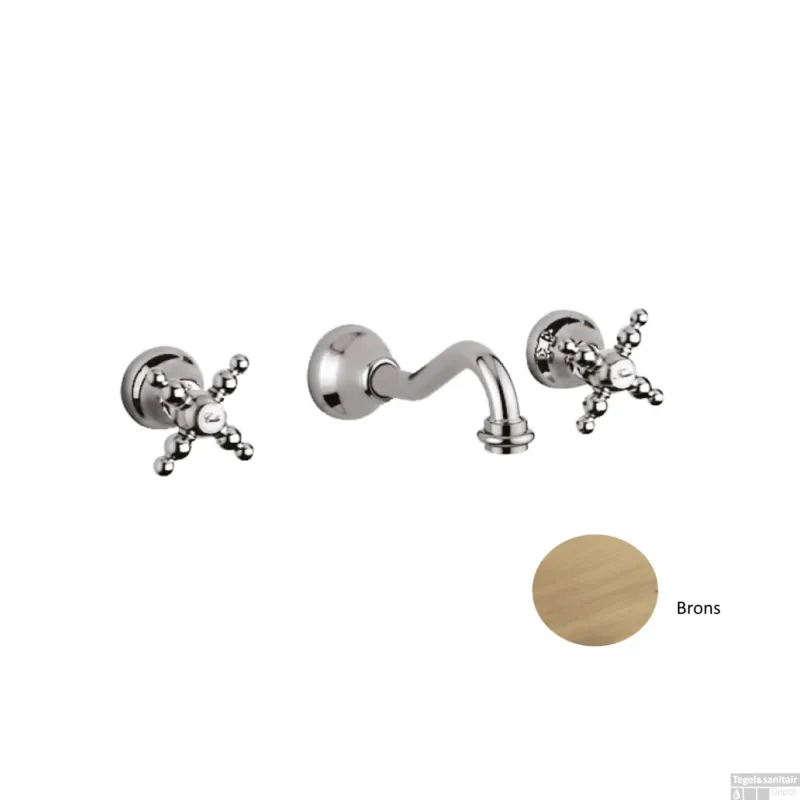Inbouw Wastafel Mengkraan Sanimex Giulini Retro Model Tweegreeps Kruisgreep 20cm Inclusief G-Link Inbouwdeel Brons Beste Prijs