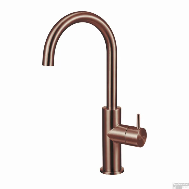 Shop Nu Wastafelkraan Qisani Flow Gebogen Geborsteld Copper