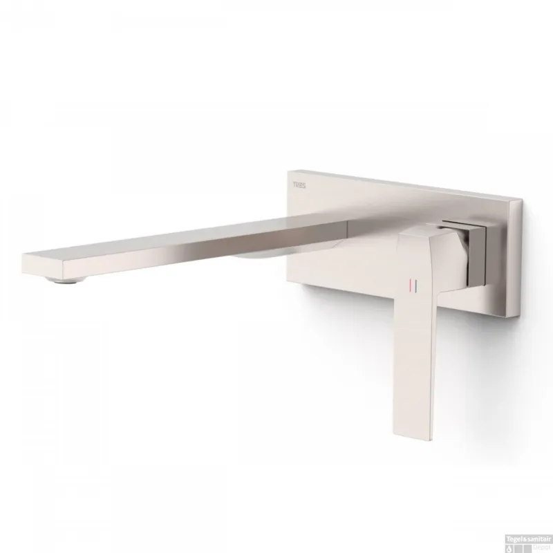 Koop Online Wastafelmengkraan Inbouw Tres Slim Exclusive Rechte Lange Uitloop en Hendel RVS