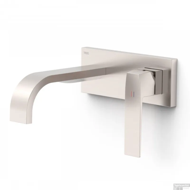Wastafelmengkraan Inbouw Tres Slim Exclusive Gebogen Uitloop en Lange Hendel RVS Dagaanbieding
