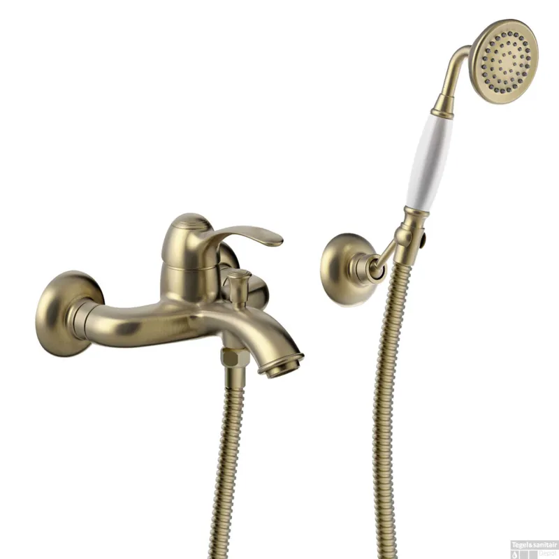 Badmengkraan Tres Clasic 1 Hendel Incl Handdouche en Doucheslang Mat Verouderd Messing Favoriet