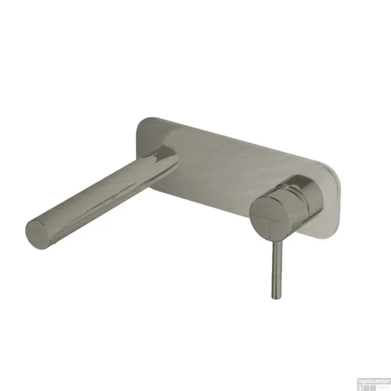 Koopje Wastafelmengkraan Hotbath Buddy inbouw 3+3 inbouwsysteem 1-hendel Recht 17 cm Geborsteld Nikkel