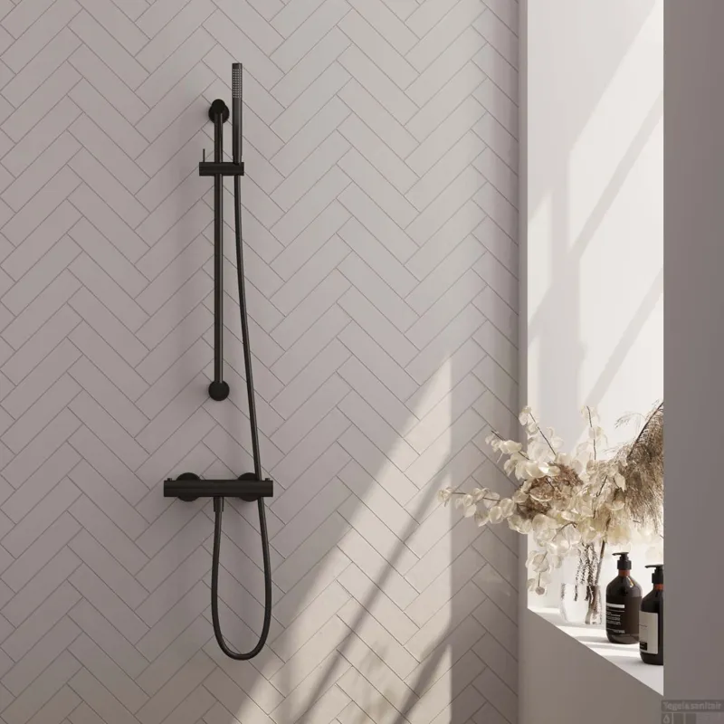 Snelle Levering Douchekraanset Brauer Black Edition Opbouw Met Glijstang En Staafhanddouche Mat Zwart
